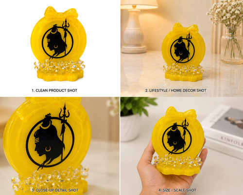 Handmade Shiva Resin Decor – Glossy Mandir Showpiece | Spiritual Home Décor & Gift (Yellow Finish)