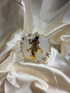 Handmade Krishna Resin Decor with Crystal Flowers