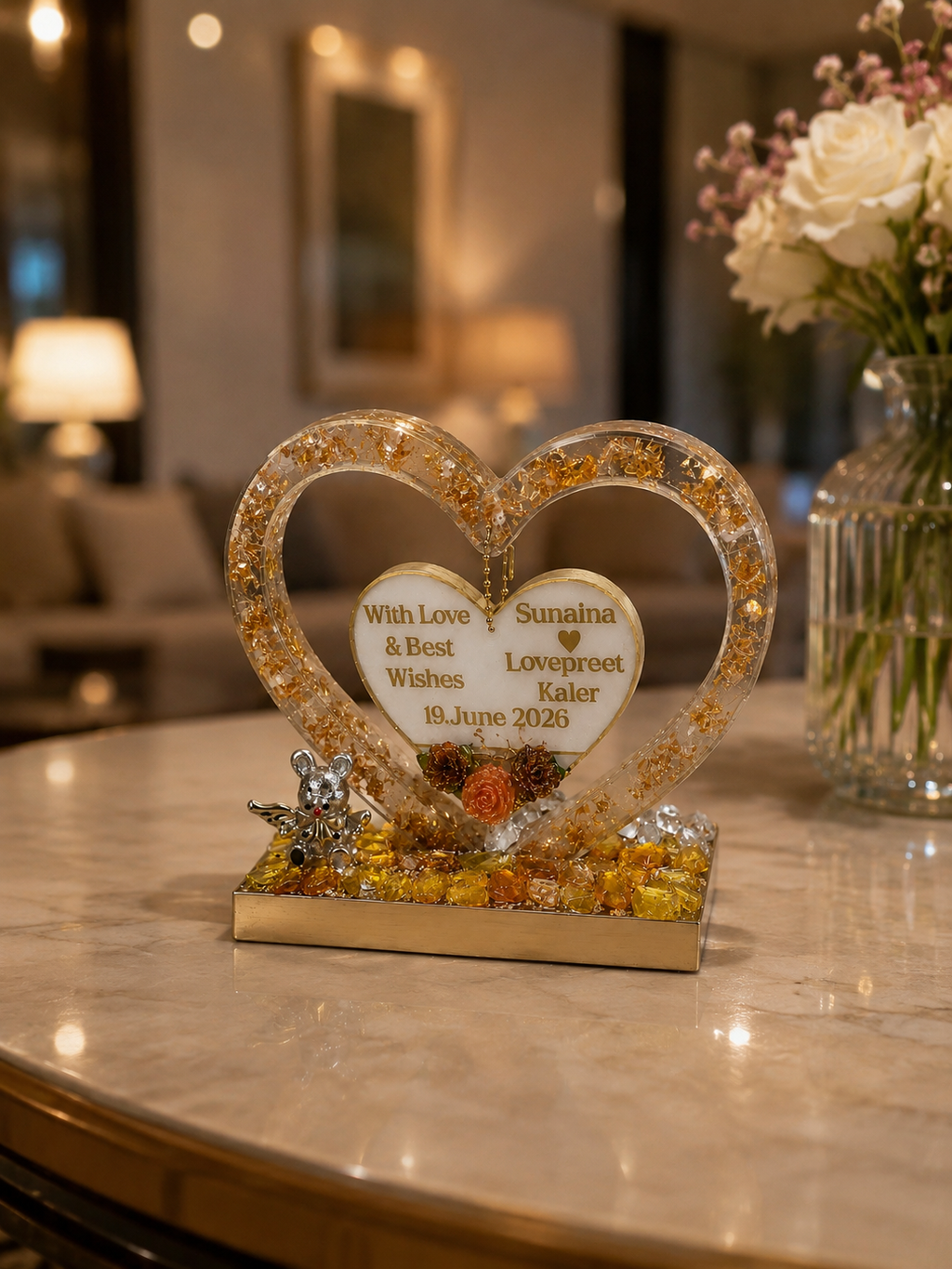 Personalized Wedding Gift | Custom Heart Keepsake with Names