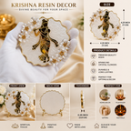 Handmade Krishna Resin Decor with Crystal Flowers