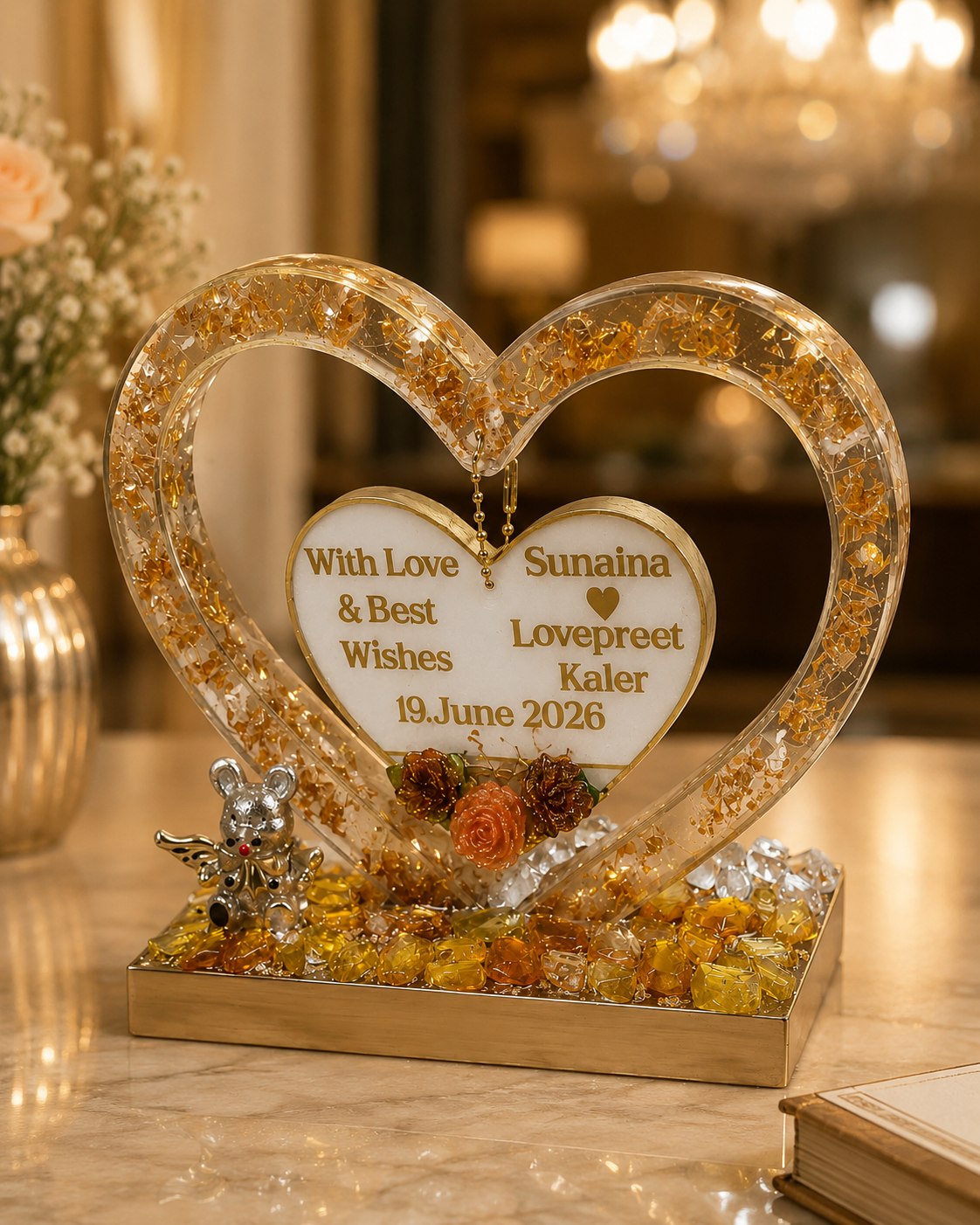 Personalized Wedding Gift | Custom Heart Keepsake with Names