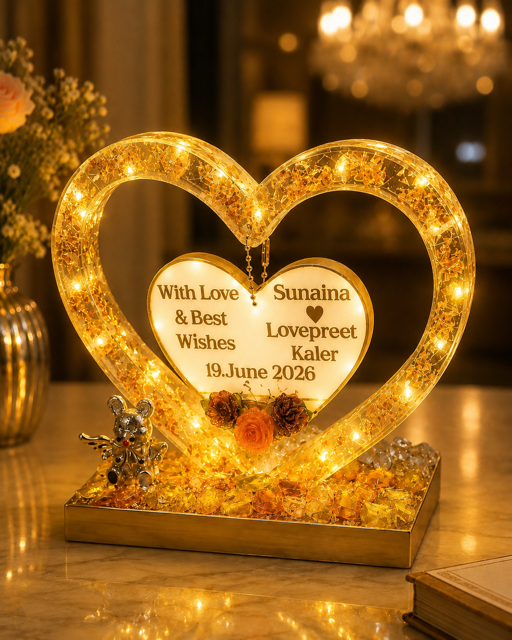 Personalized Wedding Gift | Custom Heart Keepsake with Names
